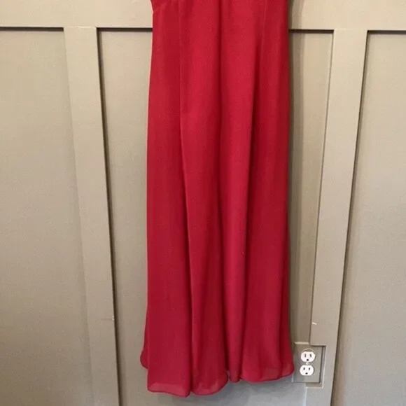 Dessy Collection Claret Cross Back Bridesmaid Cocktail Formal Dress Midi Size 4 - Picture 6 of 9